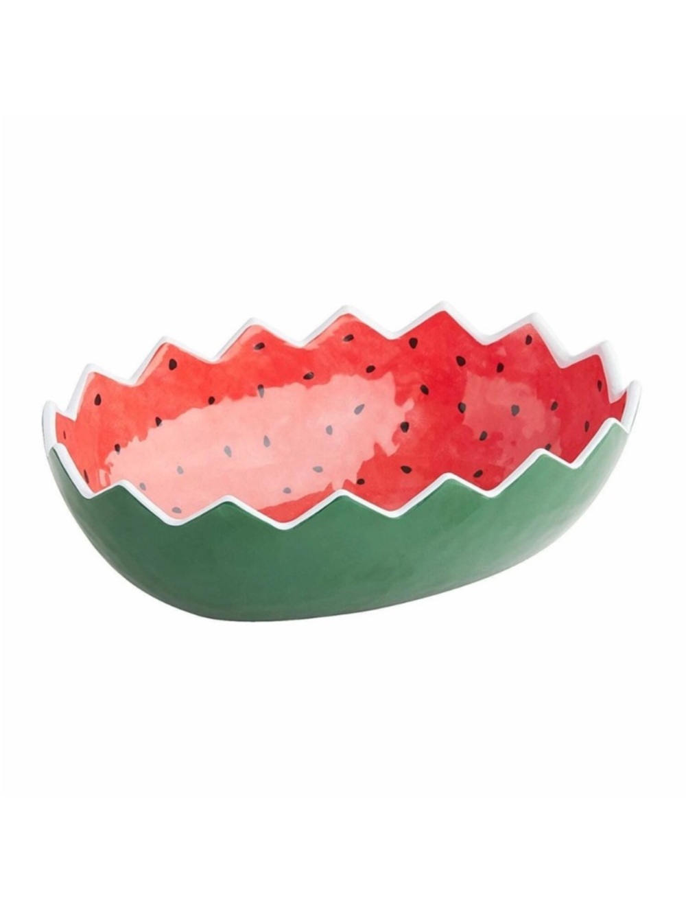 Novogratz Watermelon Red & Green Fruit Salad Summer Serving Bowl & Utensils